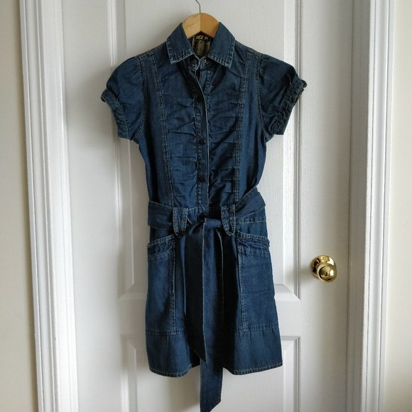 DEX Vintage Stories Belted Denim Dress Sz XS - Picture 1 of 6